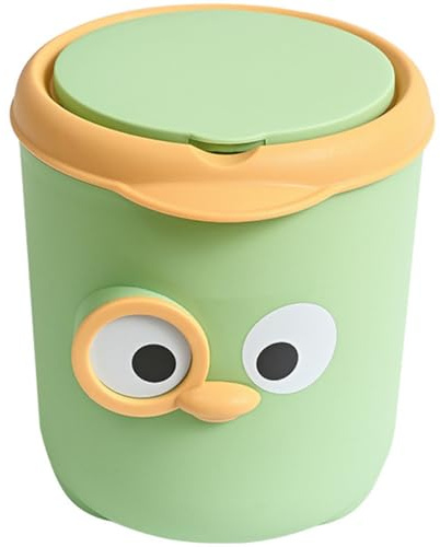 ULTECHNOVO Papelera de Escritorio con Tapa Verde Cubo de Basura Mini para Oficina y Hogar Organizador Compacto Antideslizante Cubo de Basura de Mesa para Mantener Limpio el Espacio