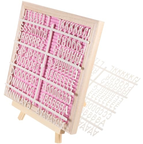 Alipis Wooden Felt Letter Board 25X25Cm Pink DIY Double-Sided Message Board for Shower Photo Prop and Desktop Decoration