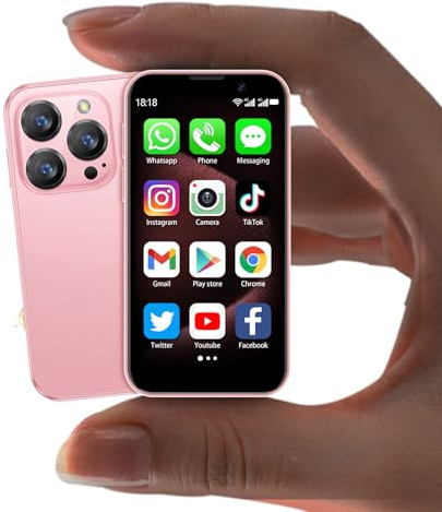 BLKE S Mini smartphone con touch screen HD da 3,0, mini telefono Android sbloccato, riconoscimento facciale, doppia SIM, Wifi, GPRS, corpo ultrasottile per bambini, cellulare con Quad-Core Rosa