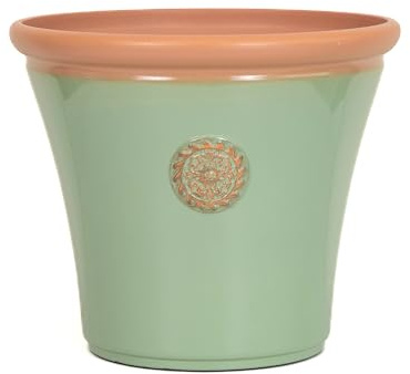Muddy Hands Royale Crest Planter Plant Pot – Large Outdoor Garden Pot – Lightweight Recycled Plastic – Frost Proof & UV Resistant – Ceramic Look Patio Pot (Sage Green, 17 litre)
