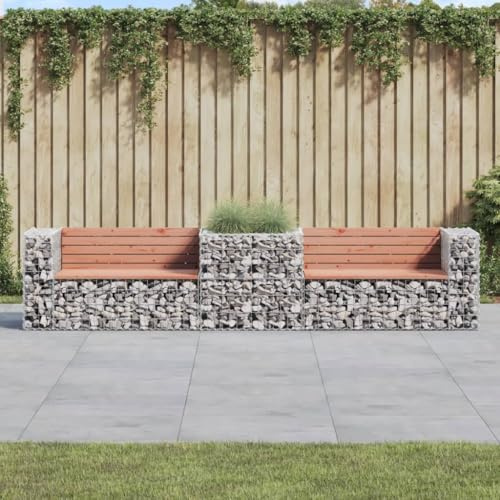 Générique Banc de Jardin avec Panier en Gabion Bois Massif de Douglas,Meubles,Mobilier de Jardin,Sièges de Jardin,Bancs de Jardin,3196246