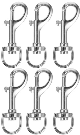 6pcs Swivel Bolt Snap Hook, Heavy Duty Alloy Dog Leash Clip Replacement Metal Carabiner Hooks for Pet Rope Attachment Outdoor Use