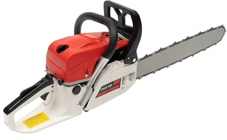 52CC Petrol Chainsaw 20Inch Gas Powered Chainsaw, Powerful 2-Stroke Handheld Petrol Chain Saw, Wood Cutting Saw with Safety Switch for Garden Farm Tree Pruning
