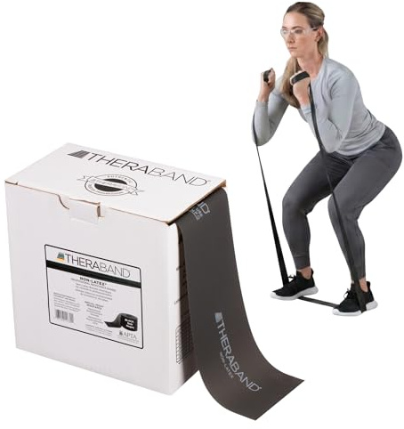THERABAND Resistance Band 50 Yard Roll, Non-Latex Professional Elastic Stretch Bands for Upper & Lower Body Exercise Workouts, Physical Therapy, Lower Pilates, Flexibility, & Rehab, Dispenser Box