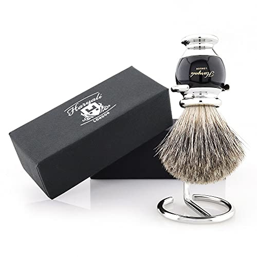 Haryali London Blaireau de rasage – Blaireau de rasage – Design élégant et unique – Blaireau en poils de blaireau – Couleur noire élégante – Un parfait assortiment à votre kit de rasage