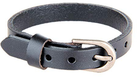 Xusamss Fashion Simple Alloy Buckle Bangle Leather Wristhand Bracelet,6-8 Wrist