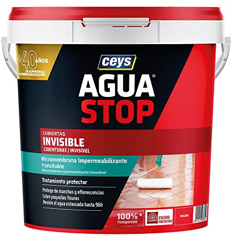 Ceys - Agua Stop Invisible - Tratamiento Impermeabilizante para reparaciones - Resistente e invisible - 4 L