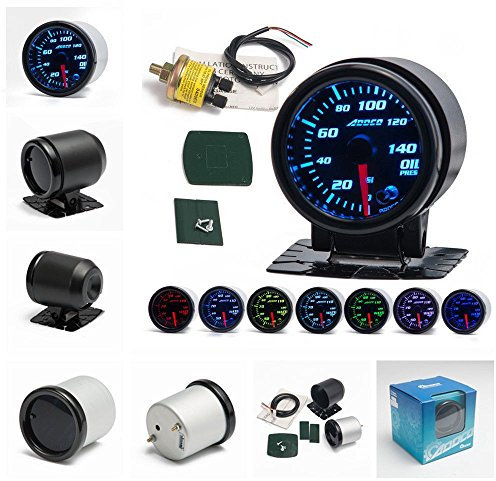 EPMAN TRAD-GA52OILP - Misuratore di pressione dell'olio per auto, 52 mm, 7 colori, con sensore e puntatore universale per auto