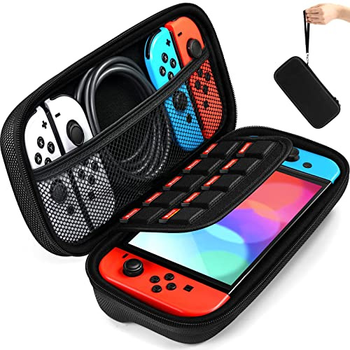 ivoler Bärväska för Nintendo Switch, svart skyddande bärbar hård skal väska bärväska resa spelväska, Svart, Kompakt