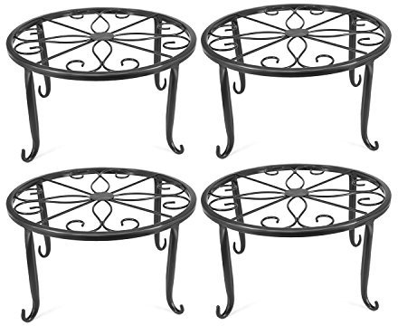 ANQIA 4PCS Indoor Metal Plant Stand Flower Pot Stand,Set of 4 Iron Plant Stands (Black)