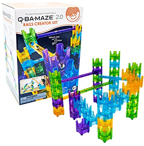MindWare Q-BA-Maze Rails Creator Set The Next Generation Marble Maze Kids Toys - STEM Marble Run - Recommended for Ages 6+ - Educational Gift for Boys and Girls