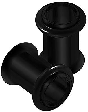 KJM FASHION 2 Stk Schwarz Eloxiert 6 mm 2 g Single Flared Tunnel Ohr Flesh Tunnel Ohrringe Plug Stecker Dehner Piercing Schmuck 1824