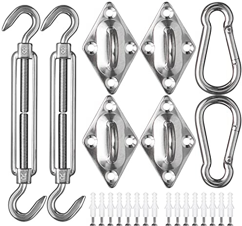ZFYQ Sonnensegel Befestigung Kit, Heavy-Duty Sonnensegel Zubehör Befestigung für Garten, 40Pcs Markisenzubehör aus Edelstahl für Rechteckige und Quadratische Segel Baldachin, M8