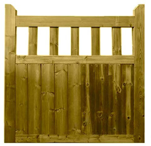 Ruby Treated Handmade Wooden Cottage Style Flat Top Garden Gate (6ft High x 6ft Wide)