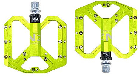 9/16 Zoll Fahrrad Pedalen rutschfest Trekking Pedale Mountainbike Rennrad Fahrradpedale, MTB Pedale mit Ultralight Aluminiumlegierung Platform und 3 Abgedichtete Läger nezo (Hell Grün)