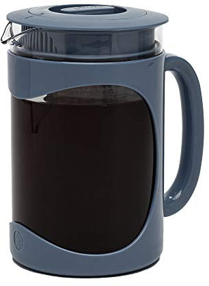 Primula Burke Deluxe Cold Brew Iced Coffee Maker, Comfort Grip Handle, Durable Glass Carafe, Removable Mesh Filter, Perfect 6 Cup Size, Dishwasher Safe, 1.6 qt, Blue