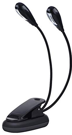 125 Music Stand Light,Clip On Music Stand Reading Light,Clip on LED Book Lights,Mini Double Adjustable Arms LED Lamp,USB and AAA Battery Operated,for Music Stand Night Reading(6 Beads)
