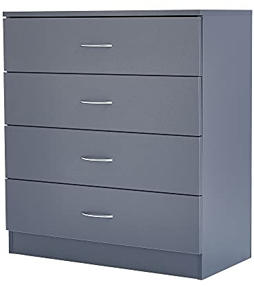 Panana 3/4/5 Drawer Cabinet, Chest of Drawers With Metal Handles and Runners Unique Anti-Bowing Drawer Support Bedroom Storage Furniture (Gray, 4 Drawer)