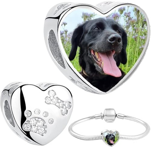 2Burned Silber 925, personalisiert Schmuck Foto CHARM kompatibel mit Europäisches Armband und Kette