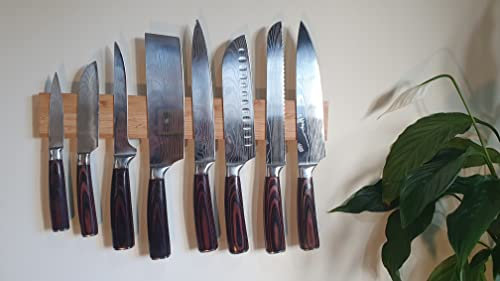 Amazing Jungle Magnetic Holder - Knifes, Tools & More! - Solid Bamboo (Anti Bacterial)