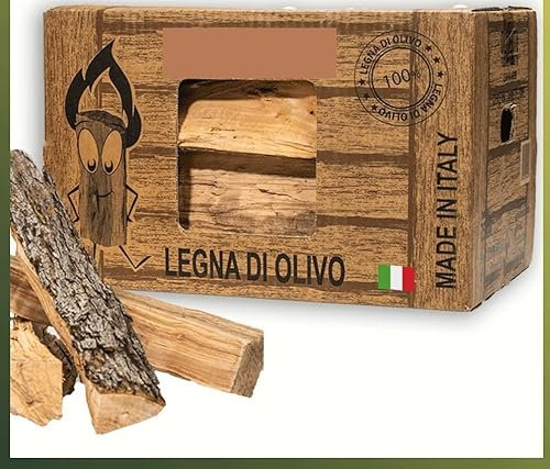 acquaverde | Legna da Ardere di Ulivo 20 kg, Olivo per Camino in pratica Scatola, ideali per Barbecue, Forni e Stufe a Legna | 2 scatole