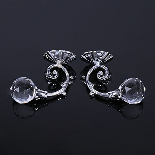 Metallischer Kristall Vorhang Raffhalter - 2er Set, Elegante Wandhaken für Fensterdekoration in Silber