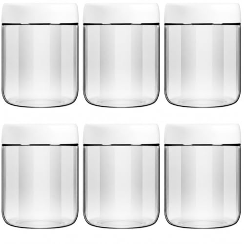 EONJOE 6-Pack 16oz Glass Jars with Lids for Food Storage Meal Prep Airtight