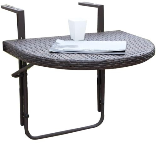 möbelando Balkonhängetisch >Agra< in braun aus Aluminium, Kunststoff - 50x50x60cm (BxHxT)