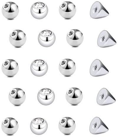 Besyvvin 20er Piercing Kugel 1,2mm Chirurgenstahl 3mm Ersatzkugeln Schraubkugeln für Piercing Lippe Septum Nase Augenbrauen