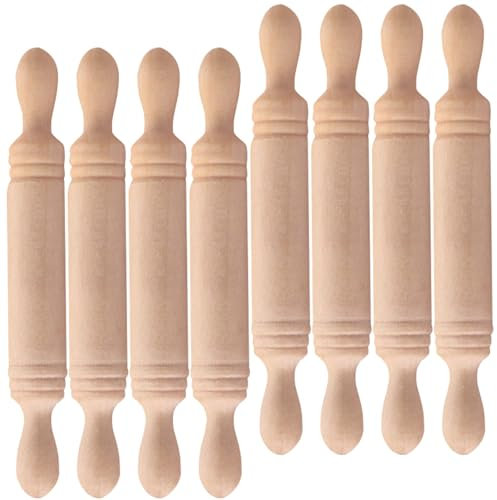 Zerodeko Mini Wooden Rolling Pin for Kids Small Dough Roller Baking Tool Craft Play Dough Roller Miniature Kitchen Accessory for DIY Handmade Projects