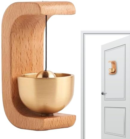 inoto Holz Türklingel, Buchenholz Dekorative Laute Holztürklingel, Klebende Holztürklingel für Türöffnung Eingang, Türöffnung Glocke für alle Eingangstüren