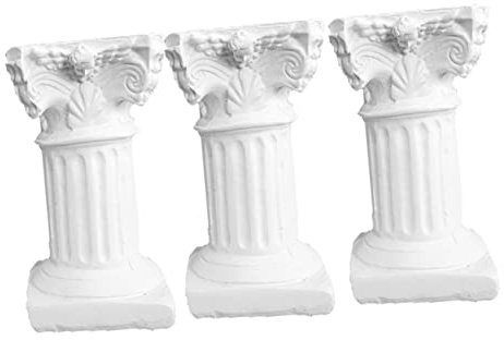 DOITOOL 3pcs White Roman Column Aquarium Decoration Resin Fish Tank Landscape Ornament for Natural Atmosphere for Desk Decor