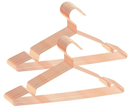 ABHENG 30 Stück Kleiderbügel aus Metall, platzsparend Edelstahl Kleiderstange, rostbeständig, für Shirts, Hemden, Kleider, Tops, 42B x 21H cm,Roségold,AIY0330R