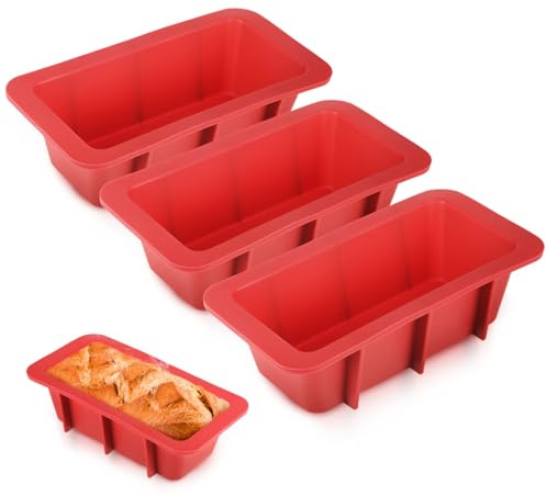 SIWOKJJO 3 Stück Silikon Brotbackform, Toastbrot Backform Rechteckig Kastenform Kuchen Silikon, Antihaft für Hausgemachte Brote, Kuchen und Brötchen