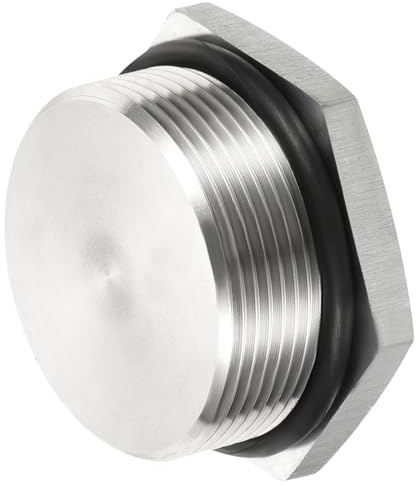 M METERXITY Tapón Macho - Enchufe Hexagonal de Rosca para Conexión de Tubería con Anillo de Goma Sellante, Inoxible, Aplicable a Tuberías de Agua (M36x1.5, Tono Plateado)