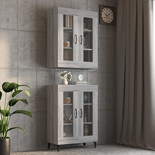 ShCuShan Hängeschrank Grau Sonoma 69,5x34x90 cm Wandschrank HäNgend HäNgeschrank Schlafzimmer Wandschrank KüChenhäNgeschrank