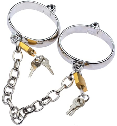 HeYie Metall Ovale Restraint Handschellen Sex Spielzeuge für Paare, BDSM Bondage Stahl Handfesseln Fußschellen Cuffs SM Handschellen Rollenspiel Kostüm Zubehör (Color : Männlich Fuß)