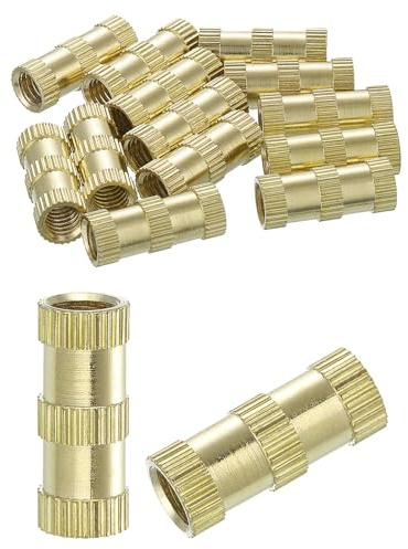 QUARKZMAN Tuercas de Inserción Estriadas 15 Piezas M6 x 20mm(L) x 8mm(OD) Tuercas de Latón con Rosca Impresa Tuercas de Inserción Roscadas Hembra para Fijación Térmica