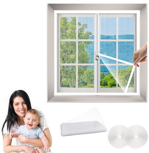 85 x 160 cm (B x H) Fenster-Insektenschutz, transparentes Netz, Insektenschutz für Fenster, schützt Familie vor Insekten und Insekten