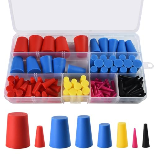 Assortiment de 125 bouchons coniques en caoutchouc de silicone résistant aux hautes températures pour revêtements en poudre, peinture, anodisation, fournitures de sablage