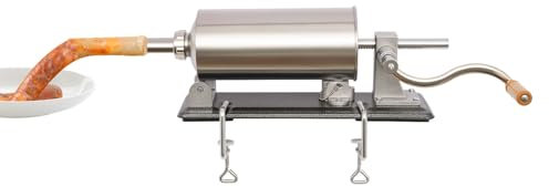 Profi Wurstfüllmaschine aus Edelstahl Wurstfüller mit 8 Stück verschiedene Füllrohre Horizontal Edelstahl Wurstfüllmaschine für Hausgemachte,4 L