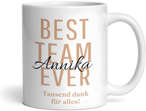 Personalisierte Team Tasse mit Namen, Kollegen Geschenk Weihnachten, Mitarbeiter Geschenkidee, Mitarbeitergeschenke, Teamarbeit, Kolleginnen, Teamarbeit-Motiv