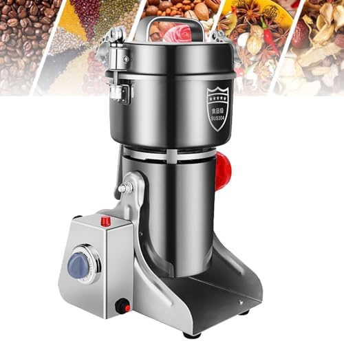 SaryEdge Grain Mill Grinder High Speed Electric Stainless Steel Grinder Cereals Corn Flour Pulverizer Powder Machine for Dry Spice Herbs Grains Coffee Rice Pepper,2000g (2500g
