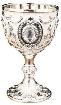 Generisch Verre à vin médiéval en métal, fait à la main, design vintage, gobelet décoratif pour la maison et le bar, argenté