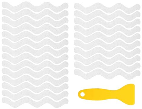 Jimkply 24 adesivi antiscivolo per vasca da bagno, strisce di sicurezza trasparenti per doccia, scale e pavimenti, autoadesivi con raschietto di alta qualità, ideali per vasca da bagno, doccia, scale