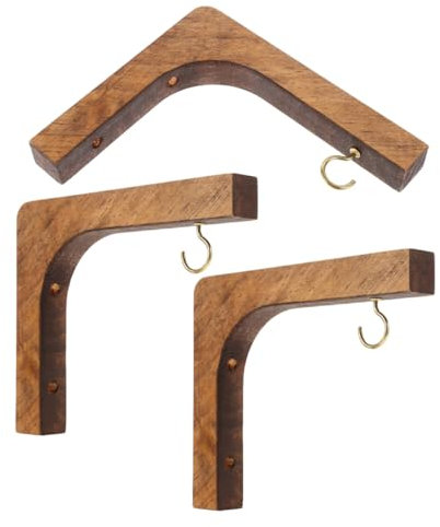 Toyvian Soporte Para Plantas Colgantes De Madera De Pino y Nogal, Ganchos Para Plantas De Interior y Exterior, Set De 3, Adecuado Para Balcón, Jardín y Decoración De Pared