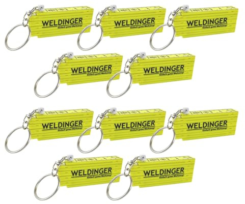 WELDINGER 10er-Pack Kunststoff Zollstock 50 cm mit Schlüsselring