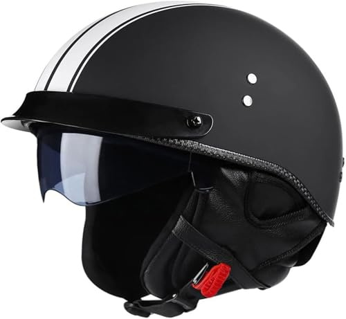 Retrò Elmetto Tedesco Caschi Cromwell Motociclista ECEDOT Omologato Aperto Casco Leggero Mezzo Moto Caschi Jet E Demi-Jet Con Visiera Casco Scodella Pr Uomini Donne Adulti 4,XXL:63-64CM