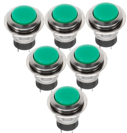 GALPADA 6 pezzi Interruttore Pulsante Auto Pin Verde Autoripristinante Pulsante in Zinco per Alimentazione
