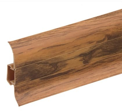 Mon Mobilier Design Battiscopa con goulotte passacavo in PVC 59 mm - 1,10 m con angoli, raccordi e fermagli, marrone, Lot de 20